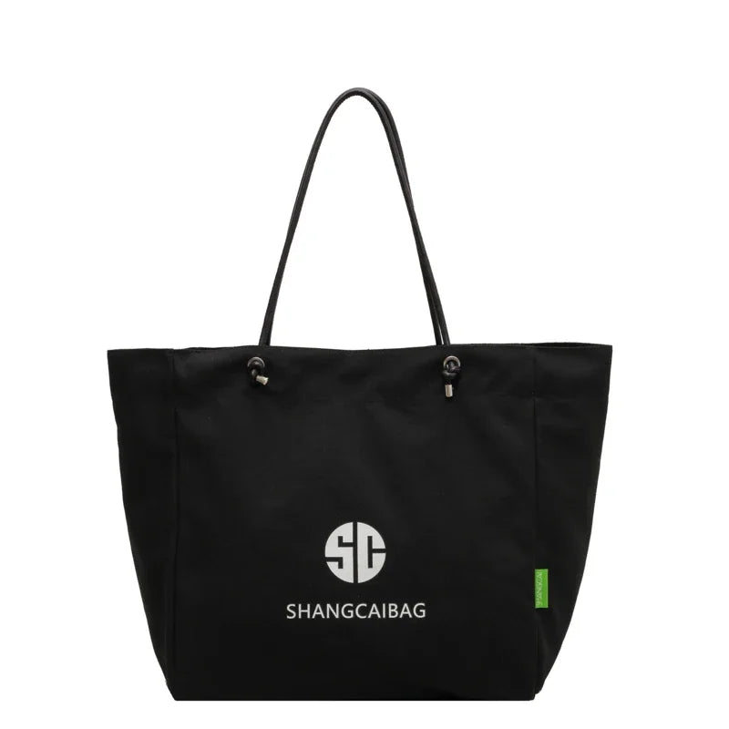 Quality Canvas Tote Bags For Women Letter Graphic Large Capacity Shopper Totes Two-size Shoulder Bag 2023 Simple Fashion Handbag
