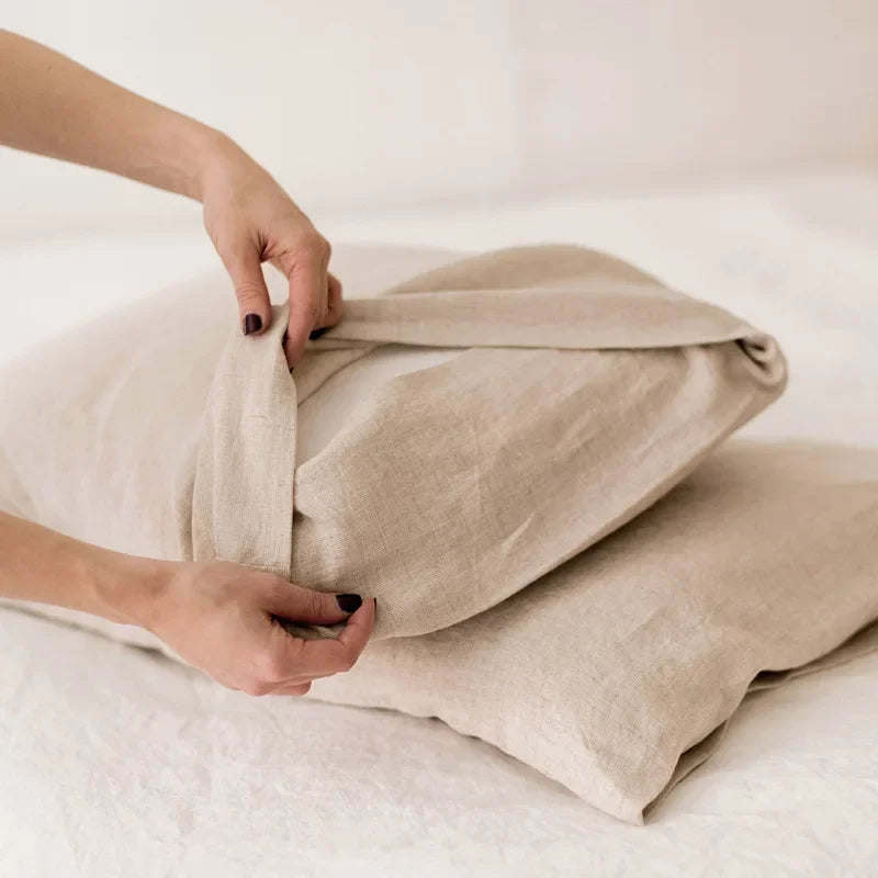 100% Linen Pillowcases, No Insert, Washed Flax Pillow Cases with Envelope Closure, Luxurious Breathable Comfy Pillow Shams