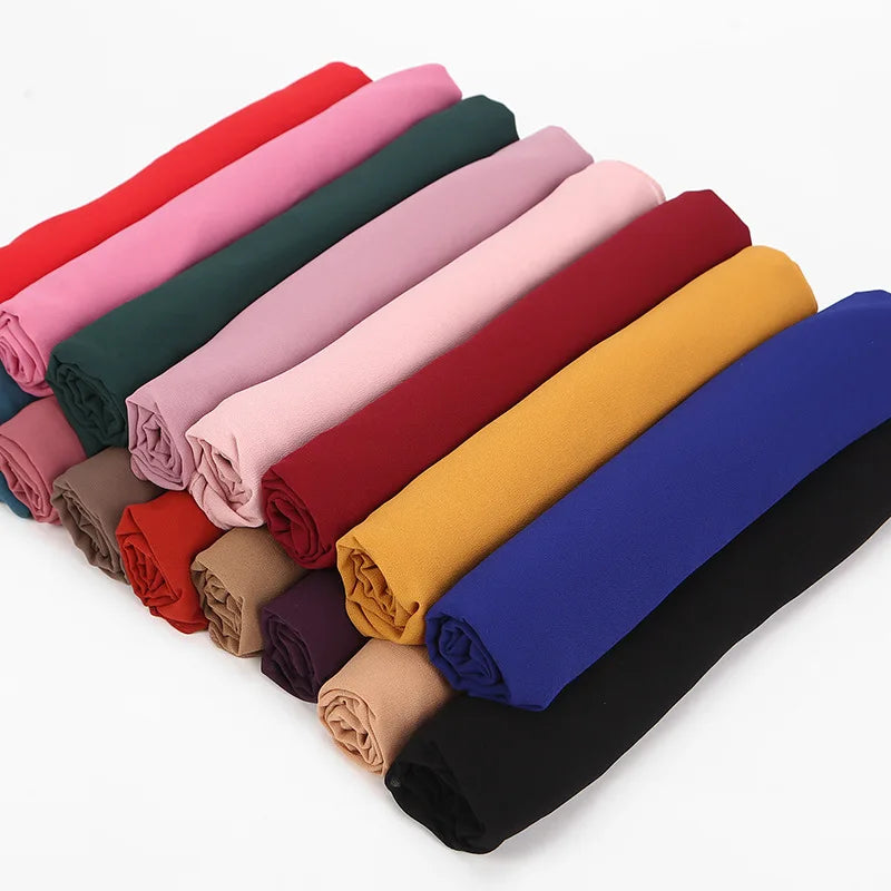 High Quality Muslim Chiffon Hijabs Scarf Women Solid Color Head Wraps Women Hijabs Scarves Foulard Femme Muslim Veil