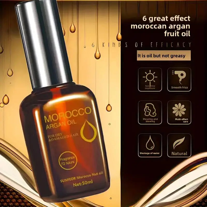 Morocco nut hair care essential oil, multi-effect use, moisturize, smooth and shine hair, improve curls, perm, knots, dryness