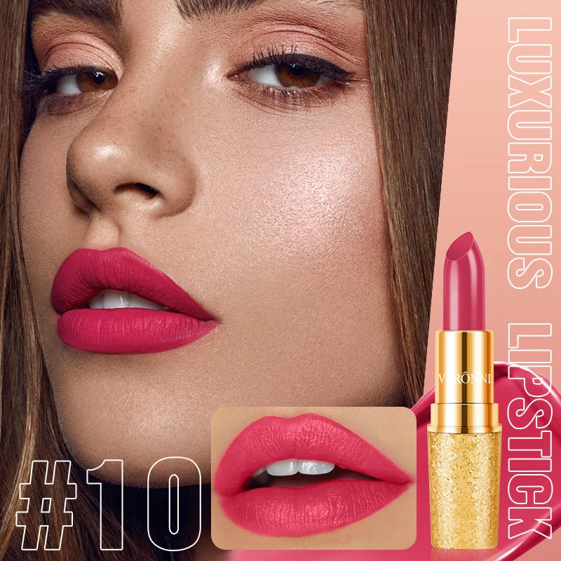 Matte Lipstick Long Lasting Waterproof Lip Stick Smudge-free Classic Highly Pigmented Velvet Finish Lip Tint Makeup