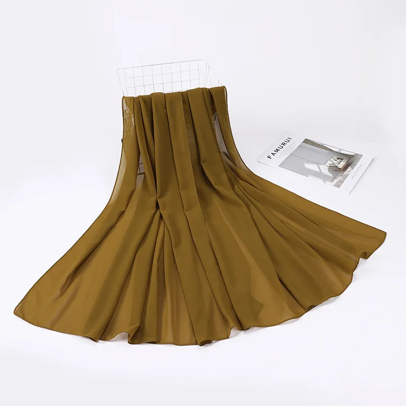 High Quality Muslim Chiffon Hijabs Scarf Women Solid Color Head Wraps Women Hijabs Scarves Foulard Femme Muslim Veil