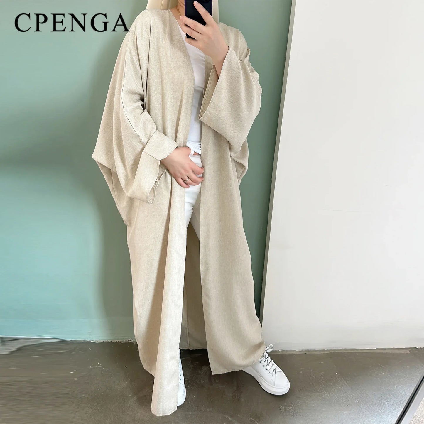 Eid Ramadan Open Abaya for Women Plain Dubai Causal Cotton Linen Modest Abayas Kimono Turkey Muslim Coat Islamic Clothing Robe