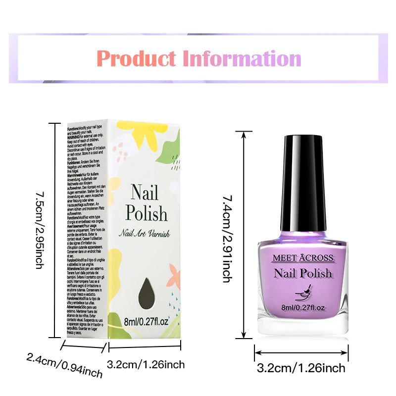 MEET ACROSS 8ml Wine Red Color Water-Based Peel Off Nail Polish Glass Bottle Christmas Nail Art Polish DIY Design No Need Lamp