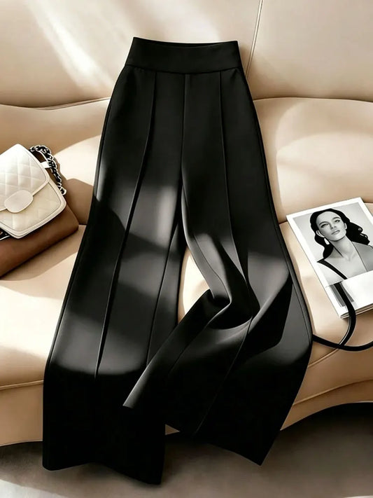 Women's Elegant High Waist Straight Leg Knit Pants