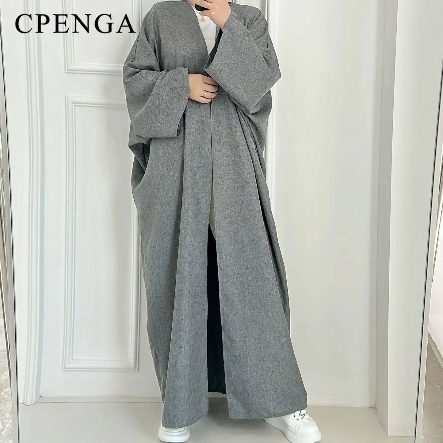 Eid Ramadan Open Abaya for Women Plain Dubai Causal Cotton Linen Modest Abayas Kimono Turkey Muslim Coat Islamic Clothing Robe