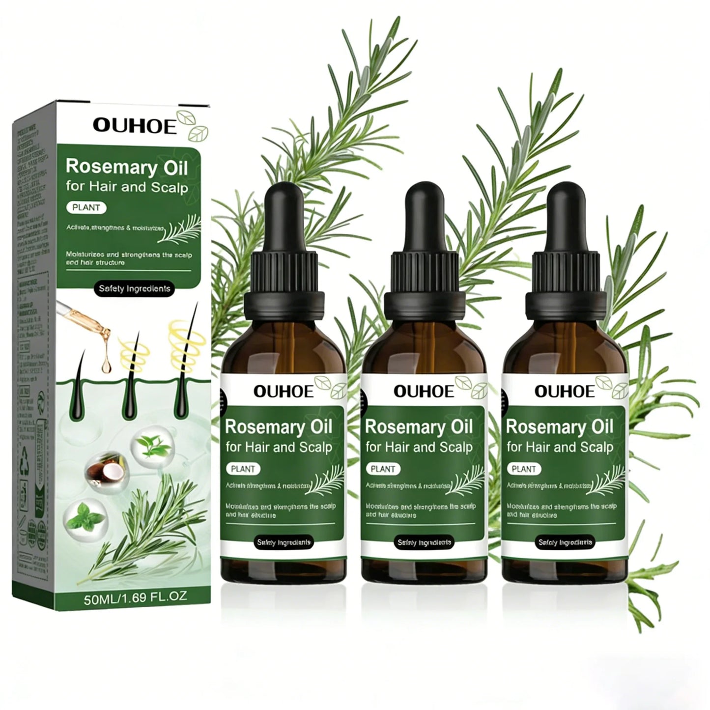 Organic Rosemary Hair Growth Oil & Deep Scalp Nourishing Treatment