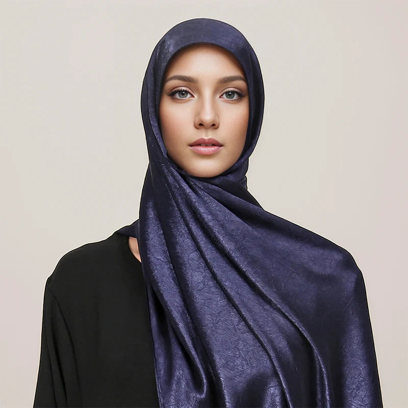 Hot Premium Satin Crinkle Hijab Silk Scarf Chiffon Shawl Plain Muslim Women Hijabs Islam Women Turban Pleated Scarf Ramadan