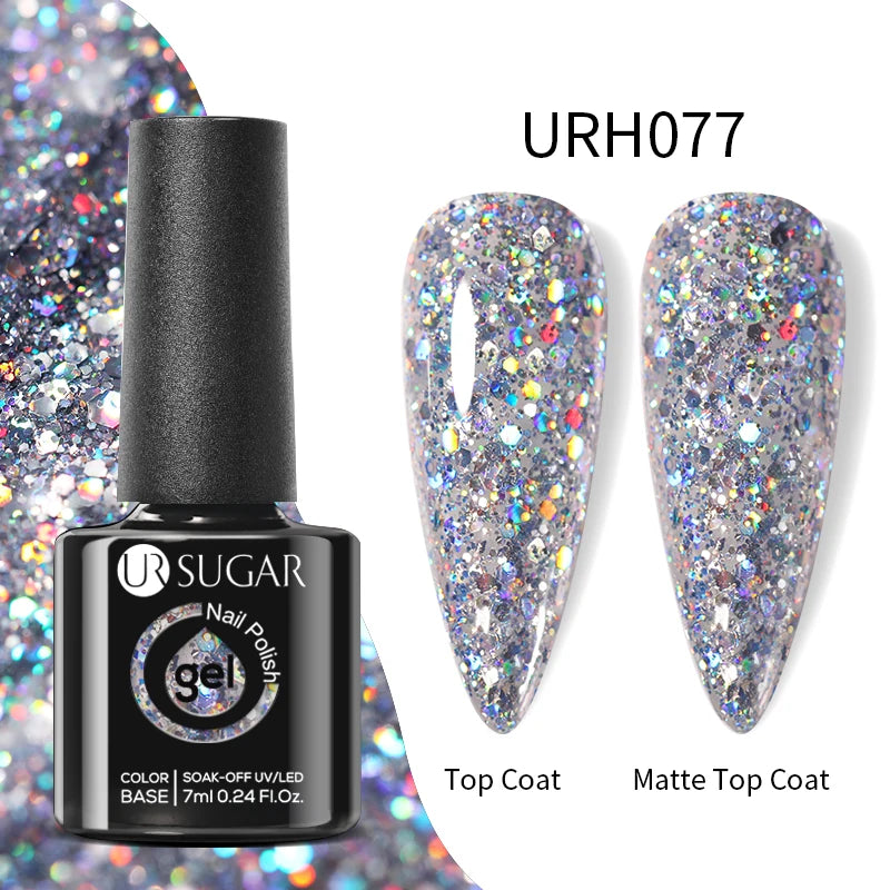 UR SUGAR 7ml Black Red Wine Glitter Gel Nail Polish Shinning Sequin Semi-permanent Varnish UV LED Gel Nail Art Manicure
