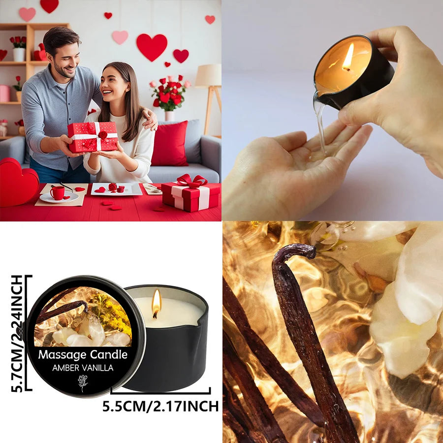 Amber Vanilla Soy Wax Aromatherapy & Massage Candle