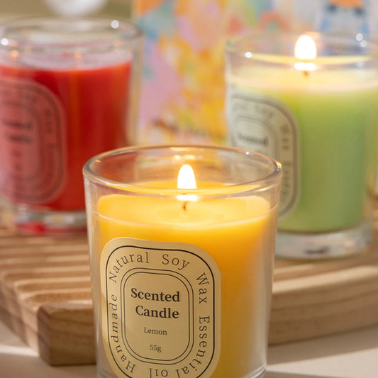1Pcs Scented Candles Multi-Color Soy Wax Glass Votive Candle for Home Decoration Aromatherapy Gifts Baskets for Valentine’s Day