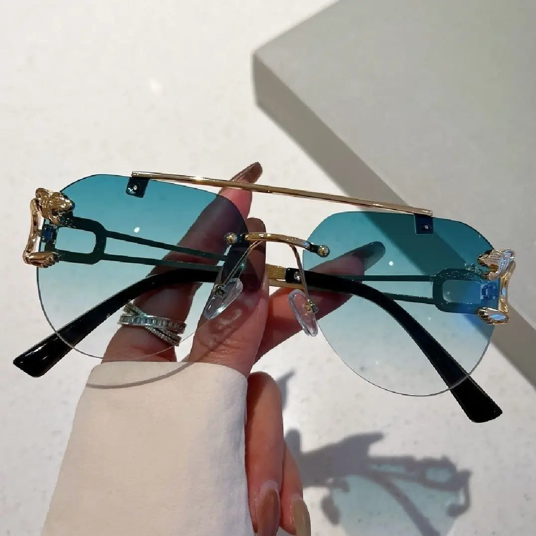 2025 Sunglasses Women Luxury Rimless Vintage Fashion Glasses Lunette Oversized Shades De Soleil Femme Gafas De Sol Mujer Lentes