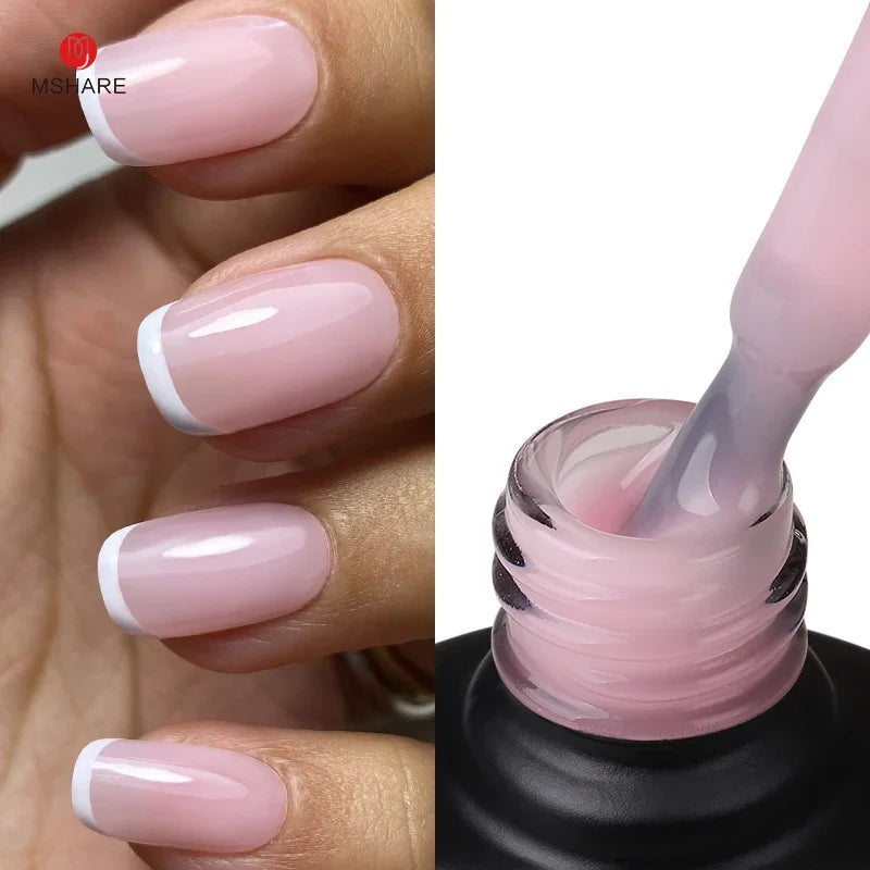 MSHARE Milk Milky White Base Gel Polish Camouflage Color Rubber Base Nail base coat 10ml