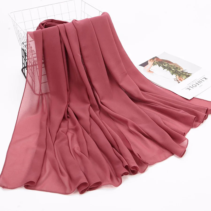 High Quality Muslim Chiffon Hijabs Scarf Women Solid Color Head Wraps Women Hijabs Scarves Foulard Femme Muslim Veil