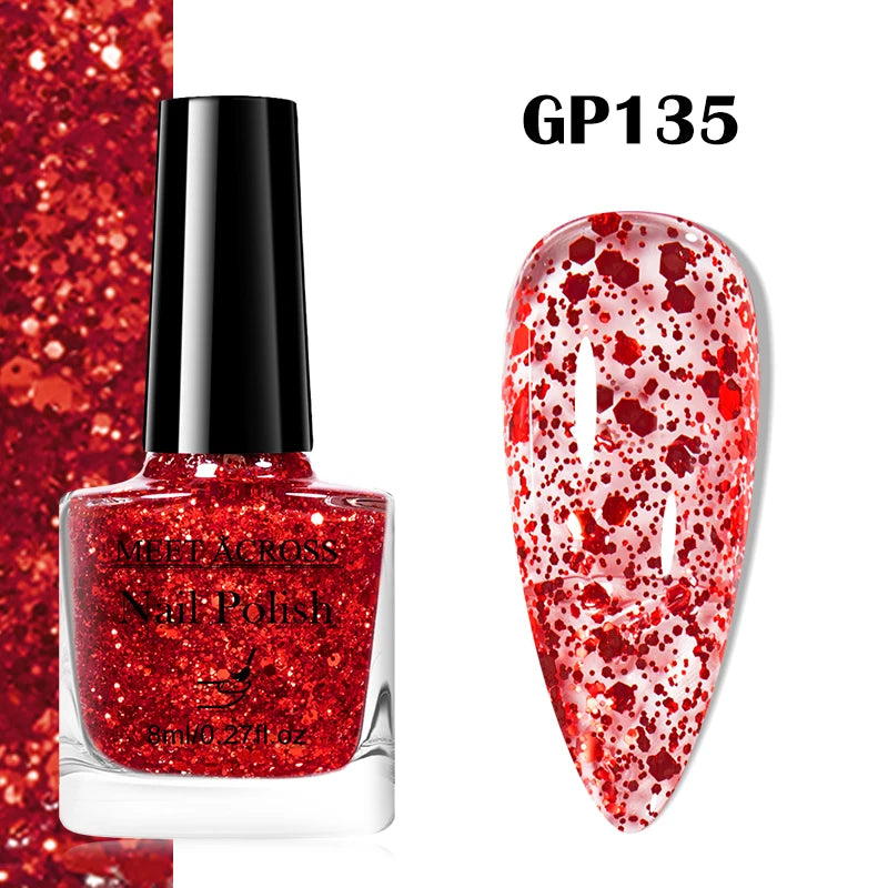 MEET ACROSS 8ml Wine Red Color Water-Based Peel Off Nail Polish Glass Bottle Christmas Nail Art Polish DIY Design No Need Lamp