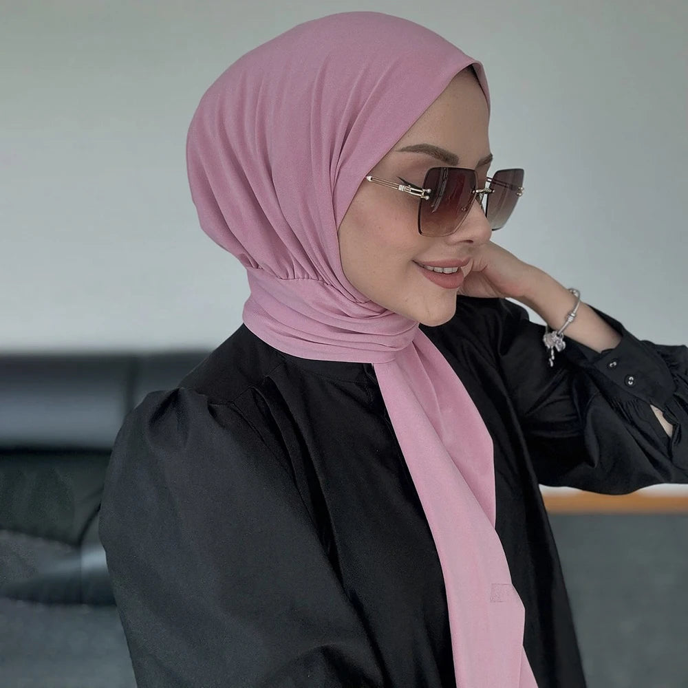 Fastener Instant Hijab for Muslim Women Ready To Wear Head Wraps Full Cover Scarf Headscarf Bonnet Plain Neck Head Shawls