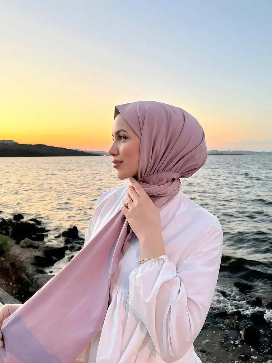 Fastener Instant Hijab for Muslim Women Ready To Wear Head Wraps Full Cover Scarf Headscarf Bonnet Plain Neck Head Shawls