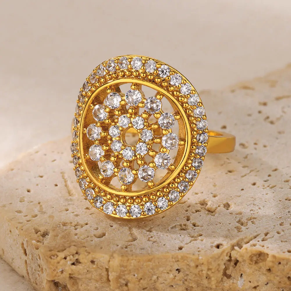 Shiny Zircon Star Moon Open Rings For Women Men Adjsuatble Gold Color Stainless Steel Ring Female Aesthetic Jewelry Gift