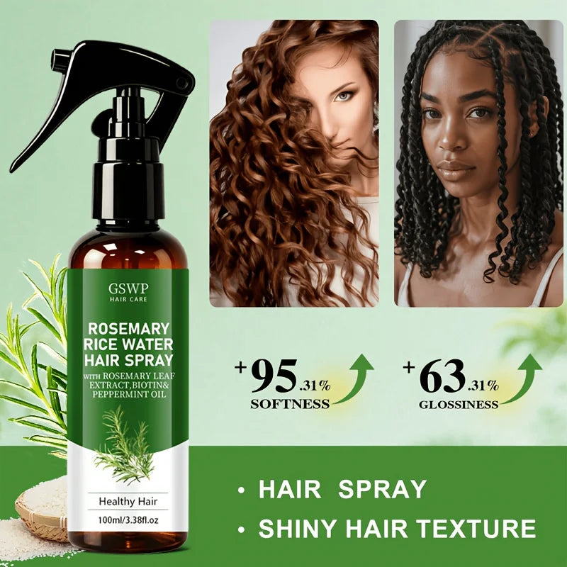 GSWP Upgraded Rosemary Rice Water Hair Care Spray. Smooths, Tames Frizz and Strengthens Hair. 100ml/200ml