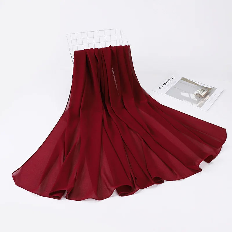 High Quality Muslim Chiffon Hijabs Scarf Women Solid Color Head Wraps Women Hijabs Scarves Foulard Femme Muslim Veil