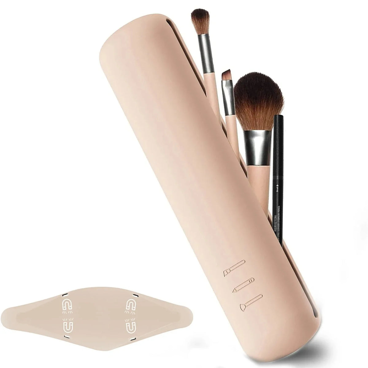 Silicone Brow Pencil Case Makeup Brush Eyeshadow Brush Storage Set Dust-Proof Simple Portable Travel Bag Specific
