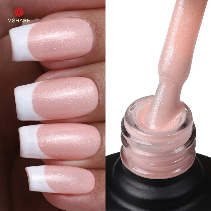MSHARE Milk Milky White Base Gel Polish Camouflage Color Rubber Base Nail base coat 10ml
