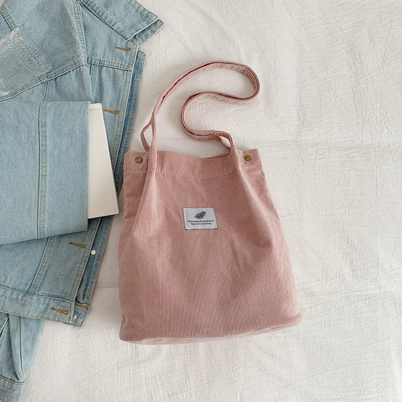 Women's Shoulder Bag Fashion Versatile Corduroy Large Capacity Portable Shopper Totes Female's Casual Travel Handbag