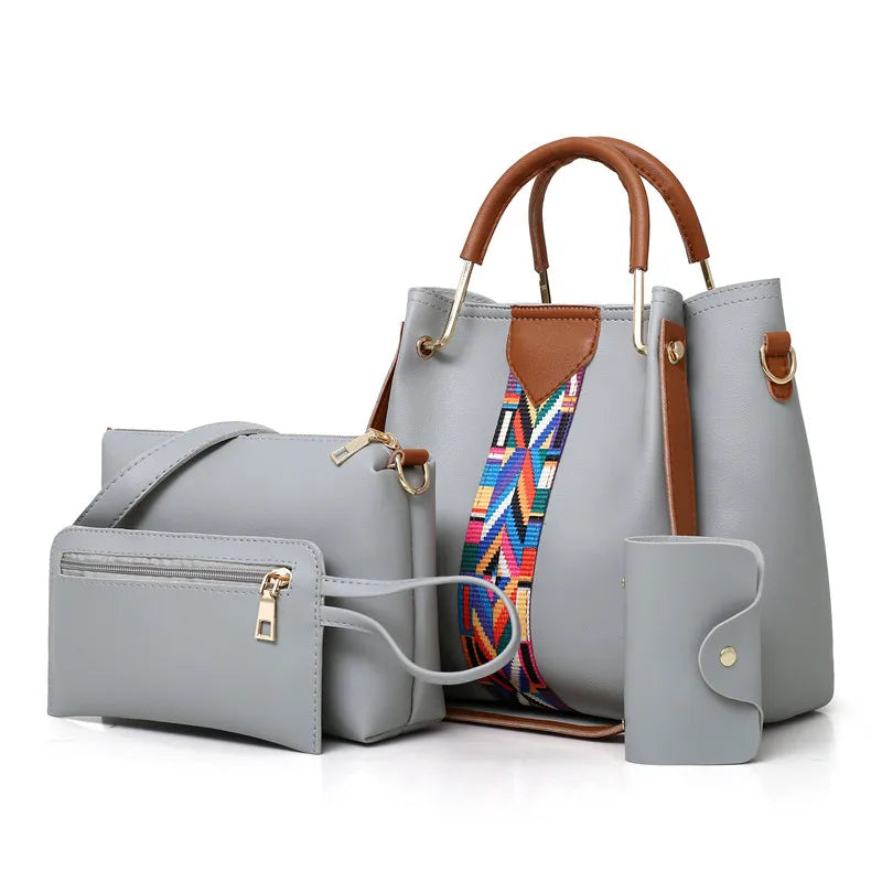 Luxury Handbag Large Capacity Tote Bag 4 Pcs Women's Bag Fashion Shoulder Bag Wallet Card Case