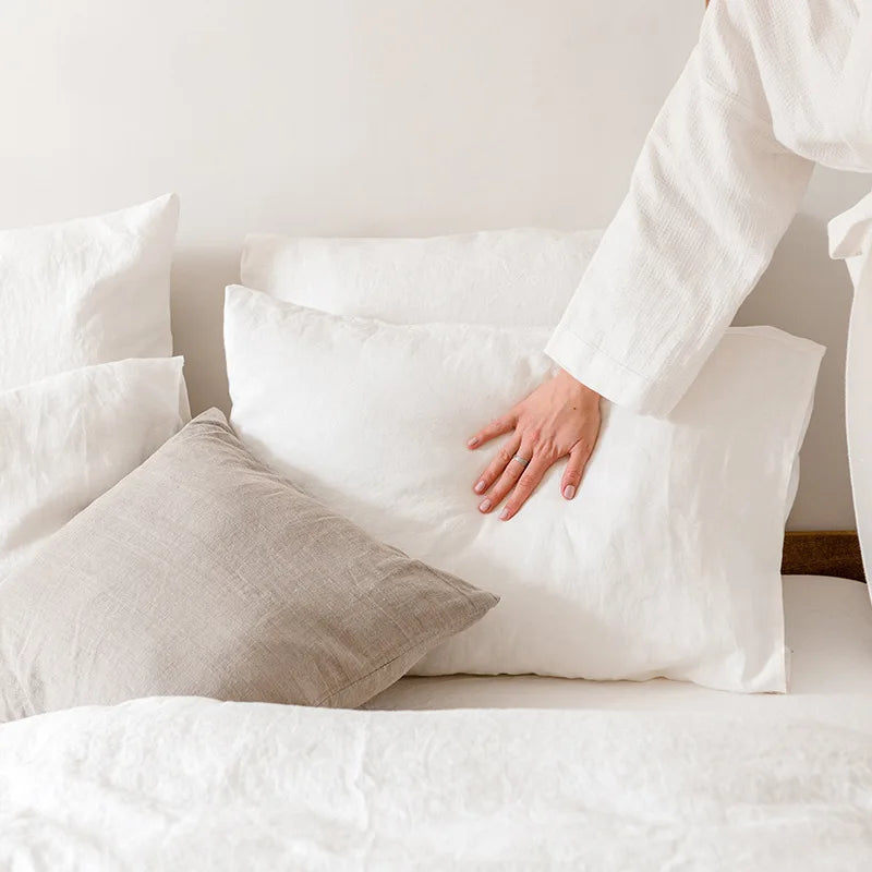 100% Linen Pillowcases, No Insert, Washed Flax Pillow Cases with Envelope Closure, Luxurious Breathable Comfy Pillow Shams