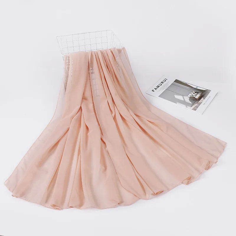 High Quality Muslim Chiffon Hijabs Scarf Women Solid Color Head Wraps Women Hijabs Scarves Foulard Femme Muslim Veil