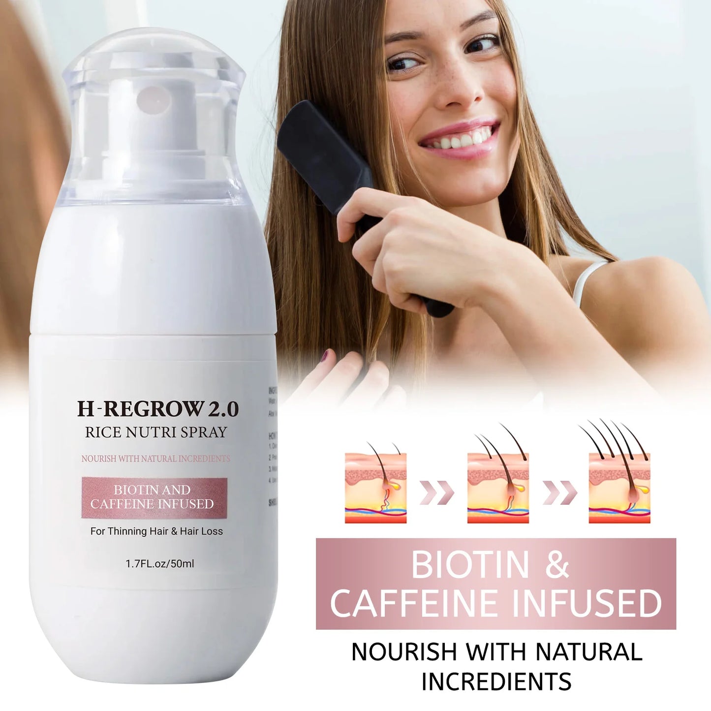Fermented Rice Water for Hair Growth Hair Regrowth Essential Oil Scalp Treatment Hair Fall Control Serum Plant Dense Hair Spray