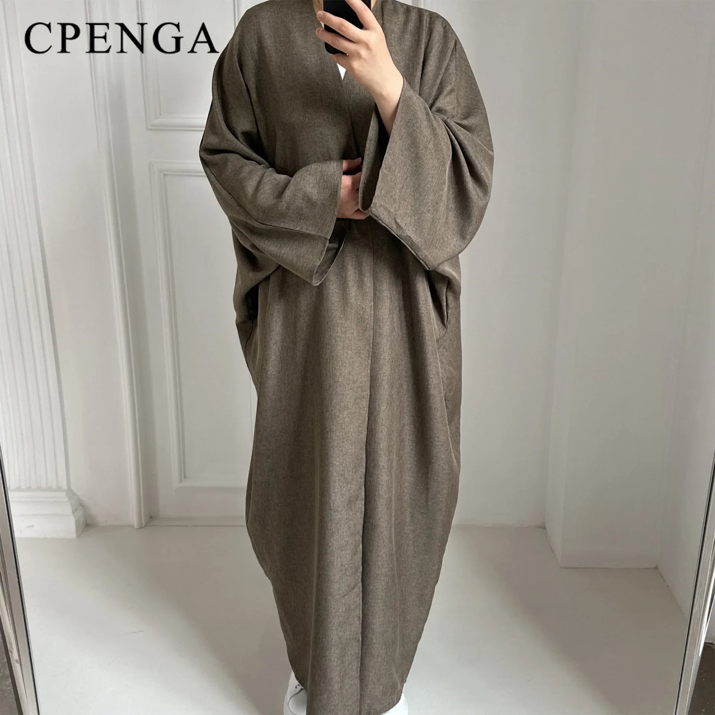 Eid Ramadan Open Abaya for Women Plain Dubai Causal Cotton Linen Modest Abayas Kimono Turkey Muslim Coat Islamic Clothing Robe