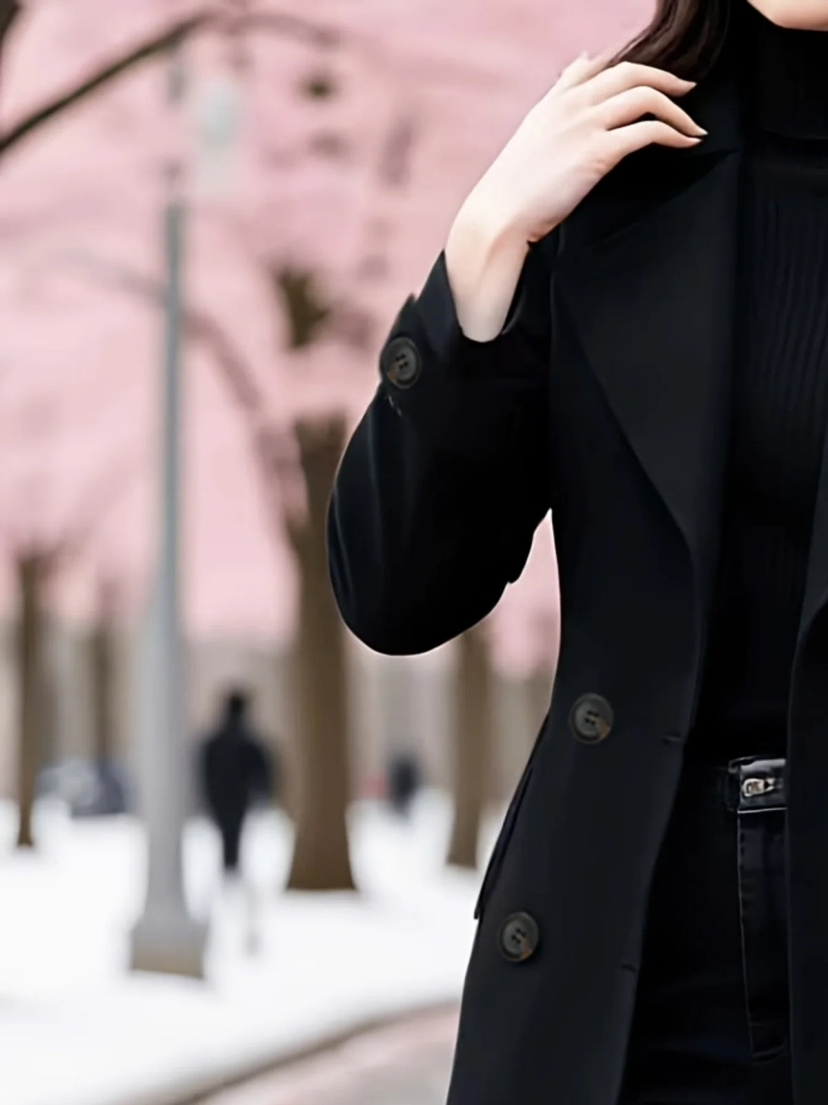 Women's Classic Double-Breasted Trench Coat, Elegant Belted Long Jacket - Warm Thickened Lining Woolen Winter
