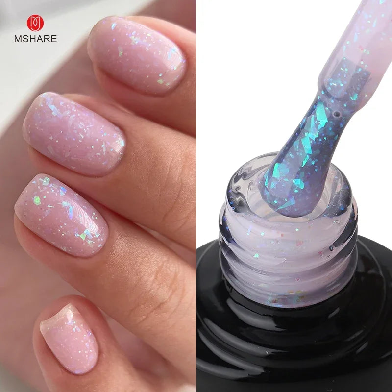 MSHARE Milk Milky White Base Gel Polish Camouflage Color Rubber Base Nail base coat 10ml