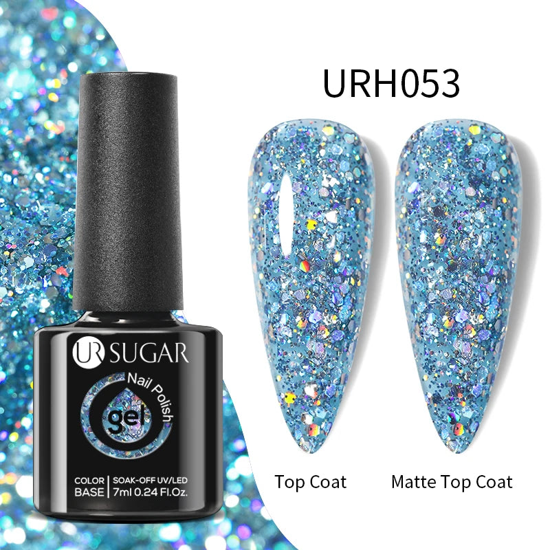 UR SUGAR 7ml Black Red Wine Glitter Gel Nail Polish Shinning Sequin Semi-permanent Varnish UV LED Gel Nail Art Manicure