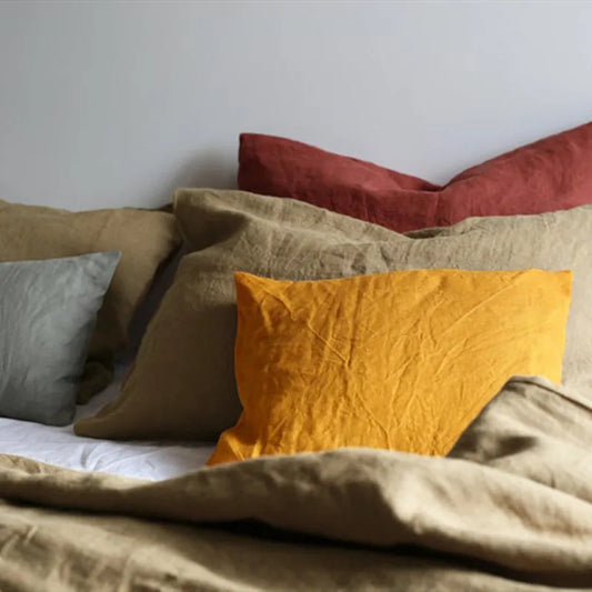 100% Linen Pillowcases, No Insert, Washed Flax Pillow Cases with Envelope Closure, Luxurious Breathable Comfy Pillow Shams