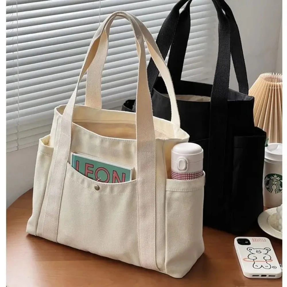 Women Large Capacity Canvas Tote Bags for Work Commuting Shopping Carrying Bag College Student Outfit Book Shoulder Bags